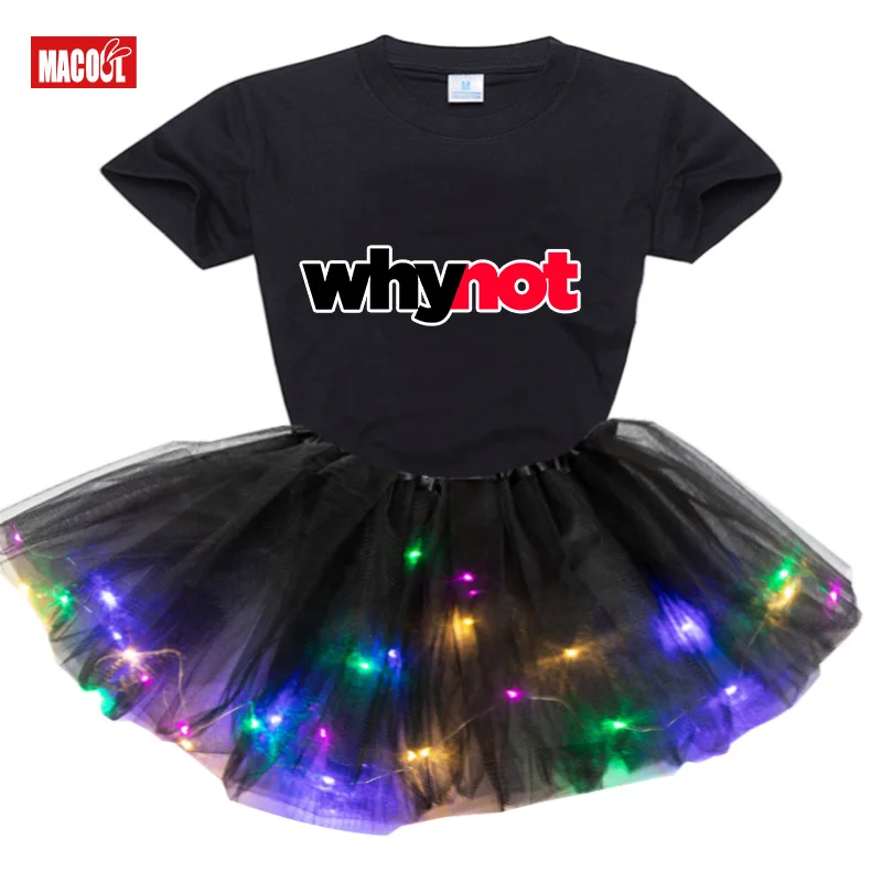 Baby Girls Clothes Hot Summer Children's Girls' Clothing Sets Kids Clothes Toddler Chiffon Short T-shirt + Luminous Skirt Suit