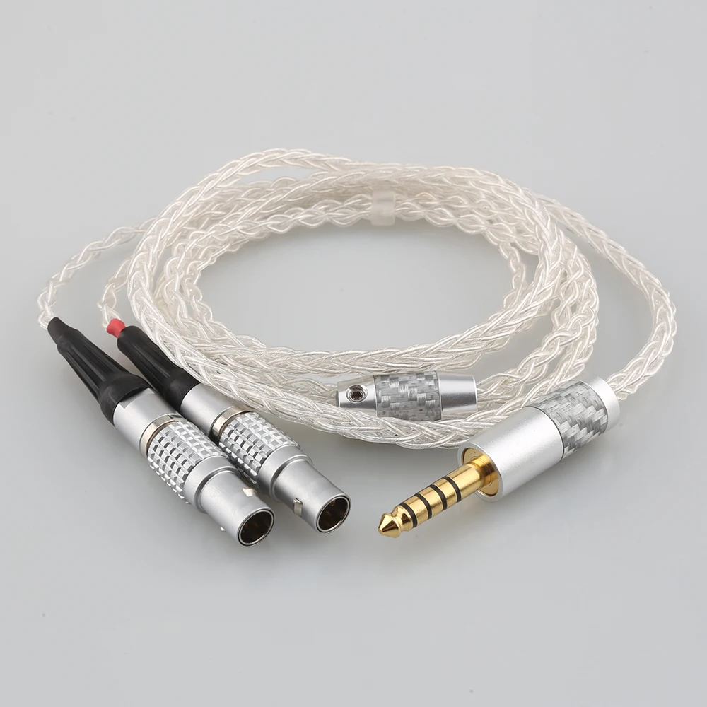 

100% Pure Silver 8 Core 2.5mm 4.4mm 3.5mm XLR Headphone Earphone Cable For Focal Utopia Fidelity Circumaural