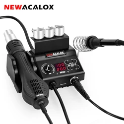 NEWACALOX 882D Hot Air Gun Soldering Iron 2-in-1 Soldering Station SMD Rework Station Smart Temperature Control Sleep Function