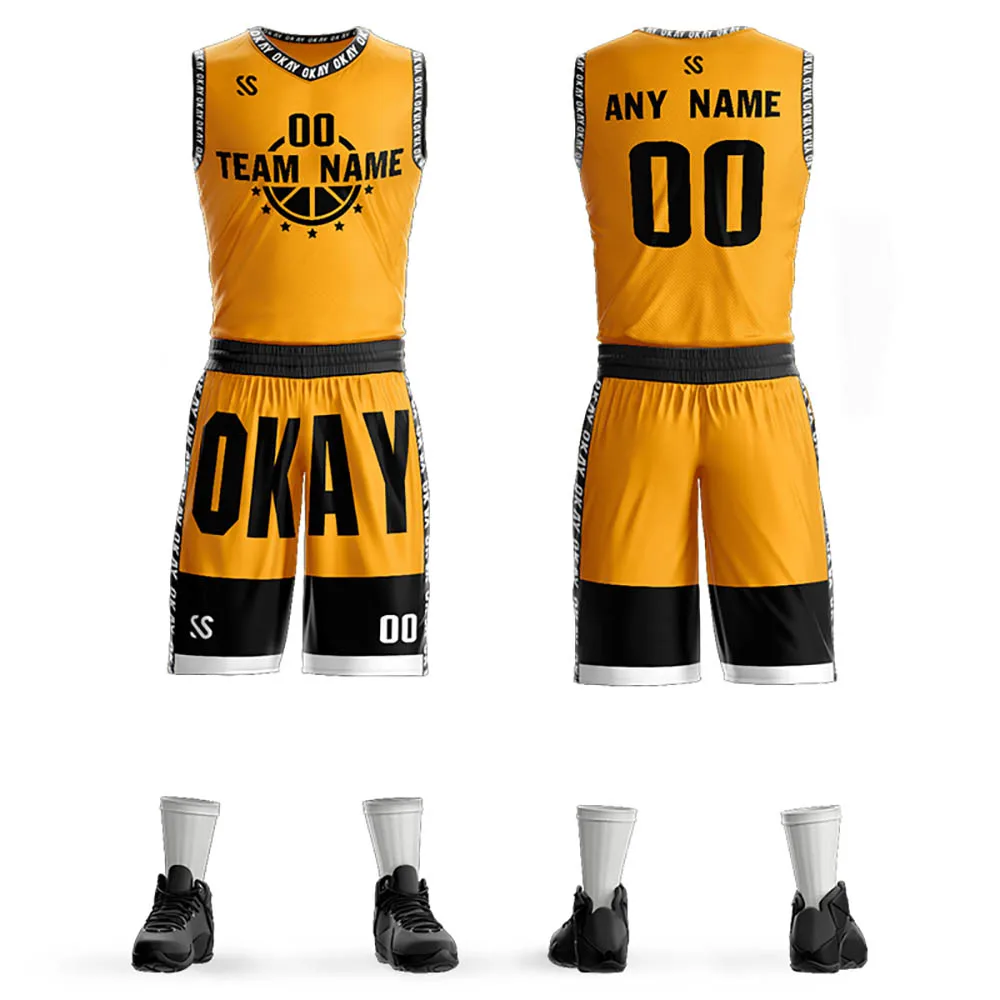 Custom Basketball Jersey Set College League Printed Team Name Number Logo Letter Basketball Training Suit for Men Youth