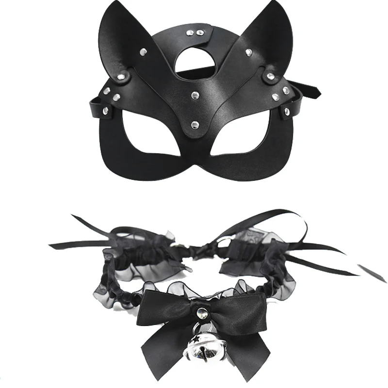 Sexy Leather Cosplay Cat Masks Women Bdsm Bondage Collar Fetish Halloween Masquerade Carnival Party Sex Toys for Couples Women