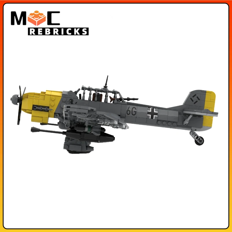 WWII Military Fighter Stuka B-2 MOC Blocks Air Force Fighter Assembled Building Block Toy Children\'s Gift Aircraft Suit Model