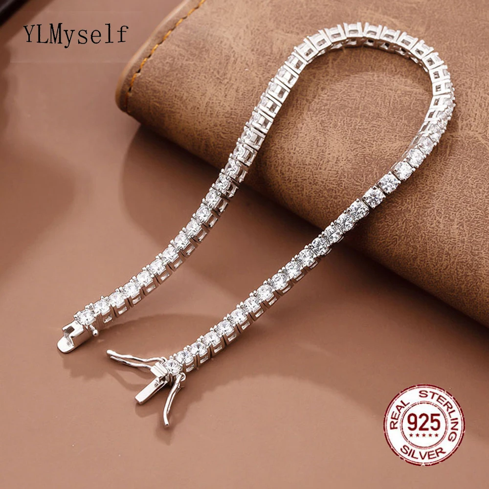 

Real 925 Silver Classic 15-21CM Tennis Bracelets Jewelry 2mm 3mm 4mm 5A Zironia Eternal Wedding Luxury Sterling Silver Bracelet