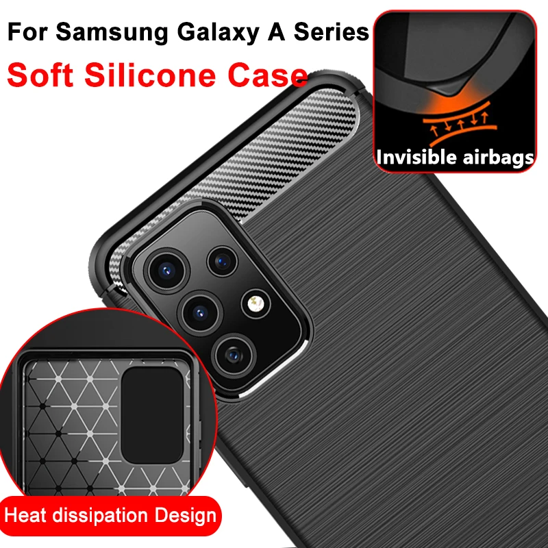 For Samsung Galaxy A52 A72 A32 A51 A71 A30S Soft Fiber Silicone Phone Case for M21 M51 M30S Heat Dissipation Cover with Airbags