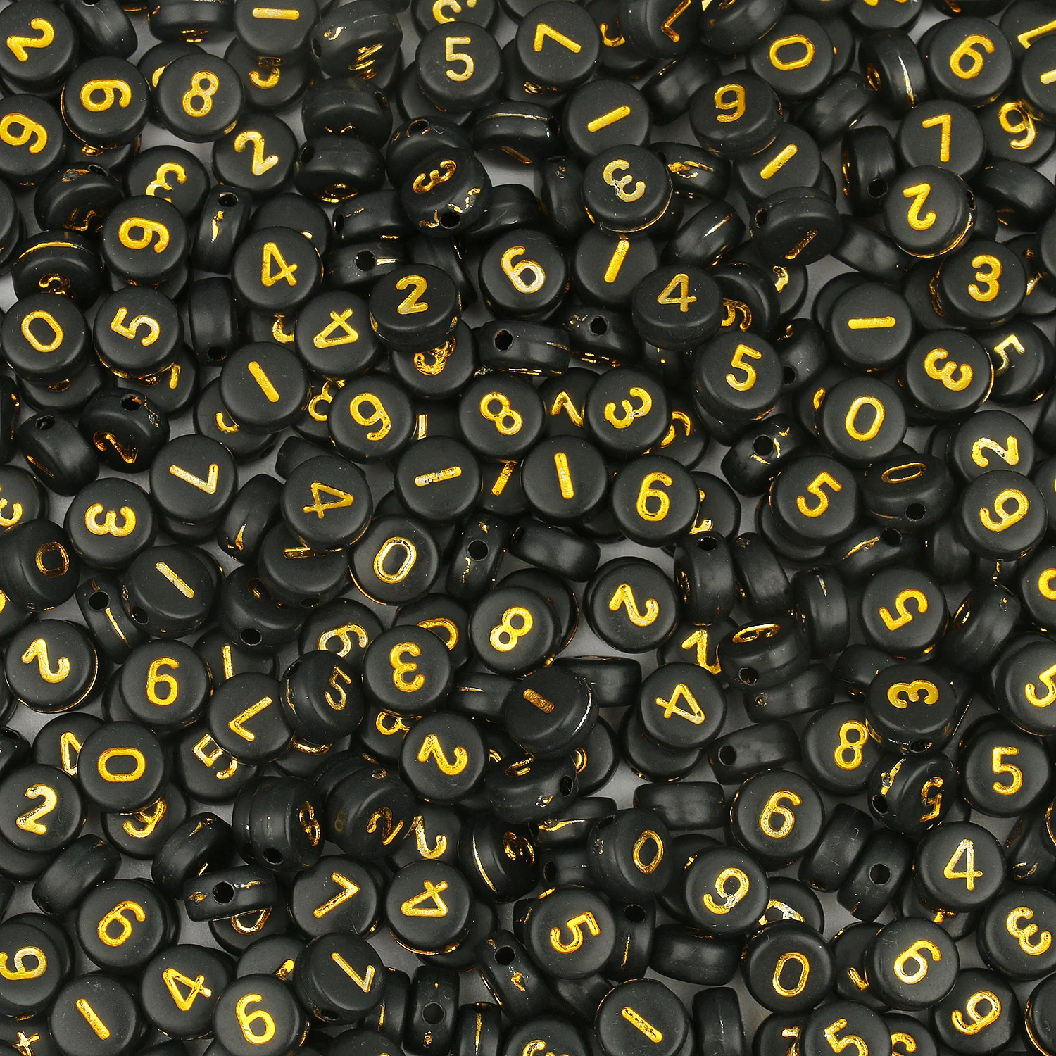 Cuentas acrílicas digitales mezcladas de 7mm, 200 piezas, redondas, planas, negras, para costura, fabricación de joyas, Diy, pulsera y collar