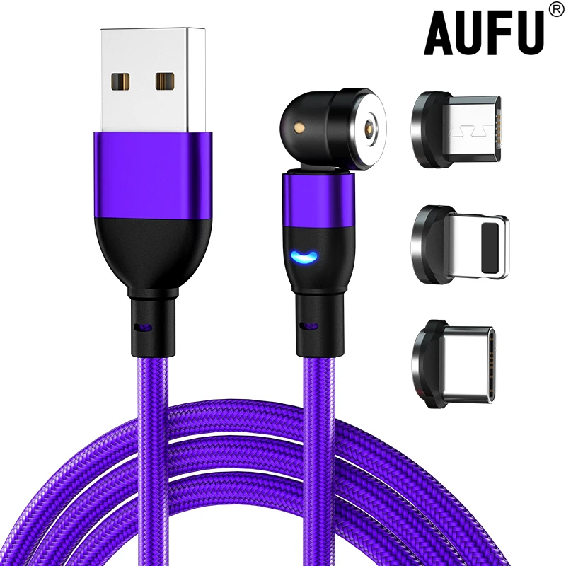 AUFU 마그네틱 충전 케이블, USB C 타입 자석 충전기, 마이크로 안드로이드 휴대폰 케이블, 삼성 화웨이용 USB 코드, 1m, 2m