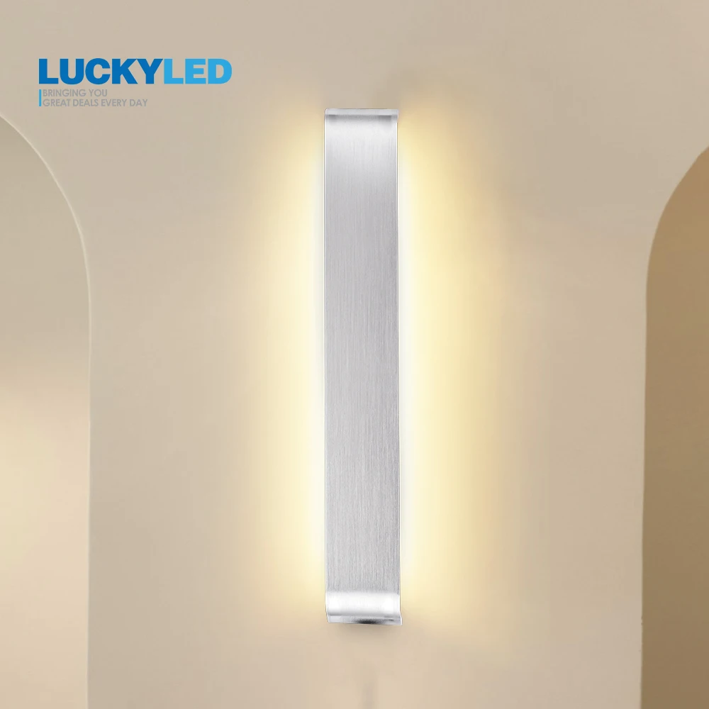 LUCKYLED Led Wall Lamp 14w 41cm 18w 51cm AC 220v 110v White Black Sliver Shell Bedroom Bedside Sconce Wall Light for Living Room