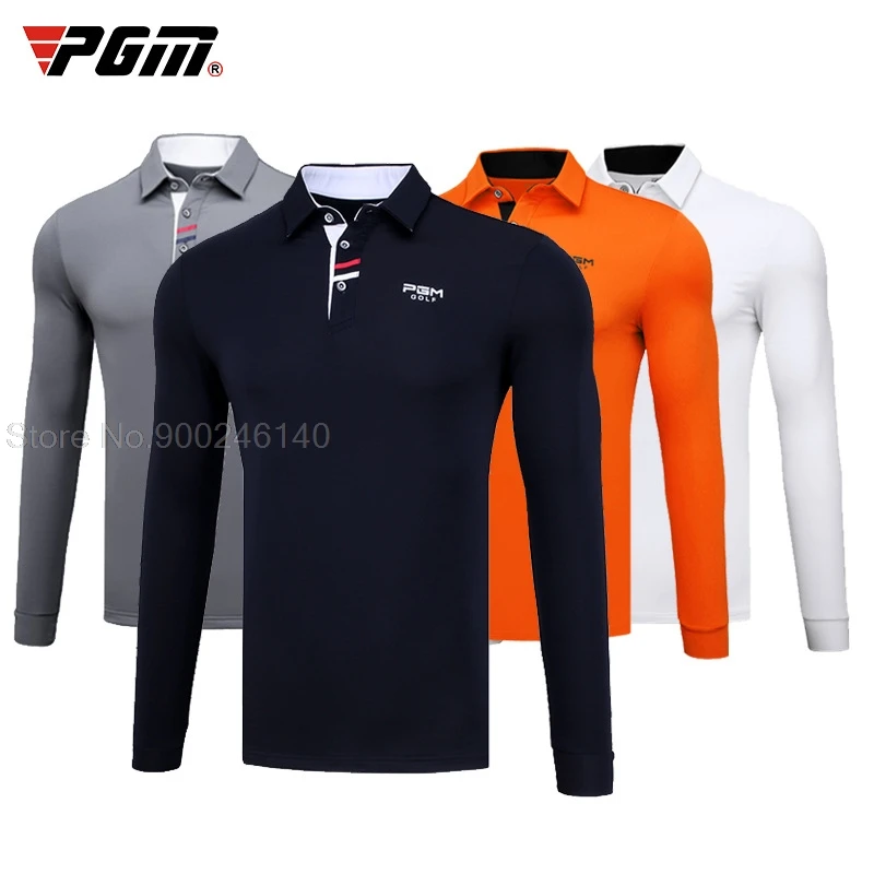 Pgm Men\'S Golf Shirts Man Long Sleeves T Shirt Male Outdoor Sports Turn Down Full Sleeve Tshirt Men Winter Warm Soft Jerseys