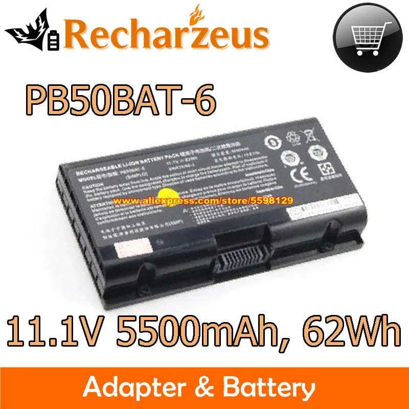 

Genuine PB50BAT-6 Battery 3INR19/66-2 11.1v 62Wh Li-ion Rechargeable Battery For Clevo PB51RF-G PB70EF-G PB71EF-G PowerSpec 1720