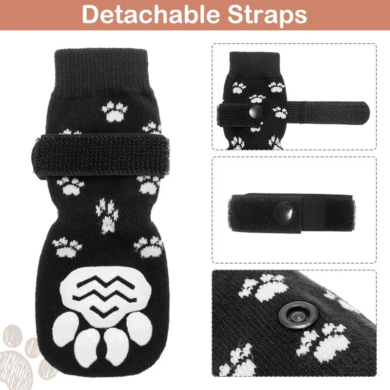 Benepaw Non-Slip Dog Socks Adjustable Straps Comfortable Soft Antislip Puppy Shoes For Indoor Hardwood Floors Pet Paw Protectors