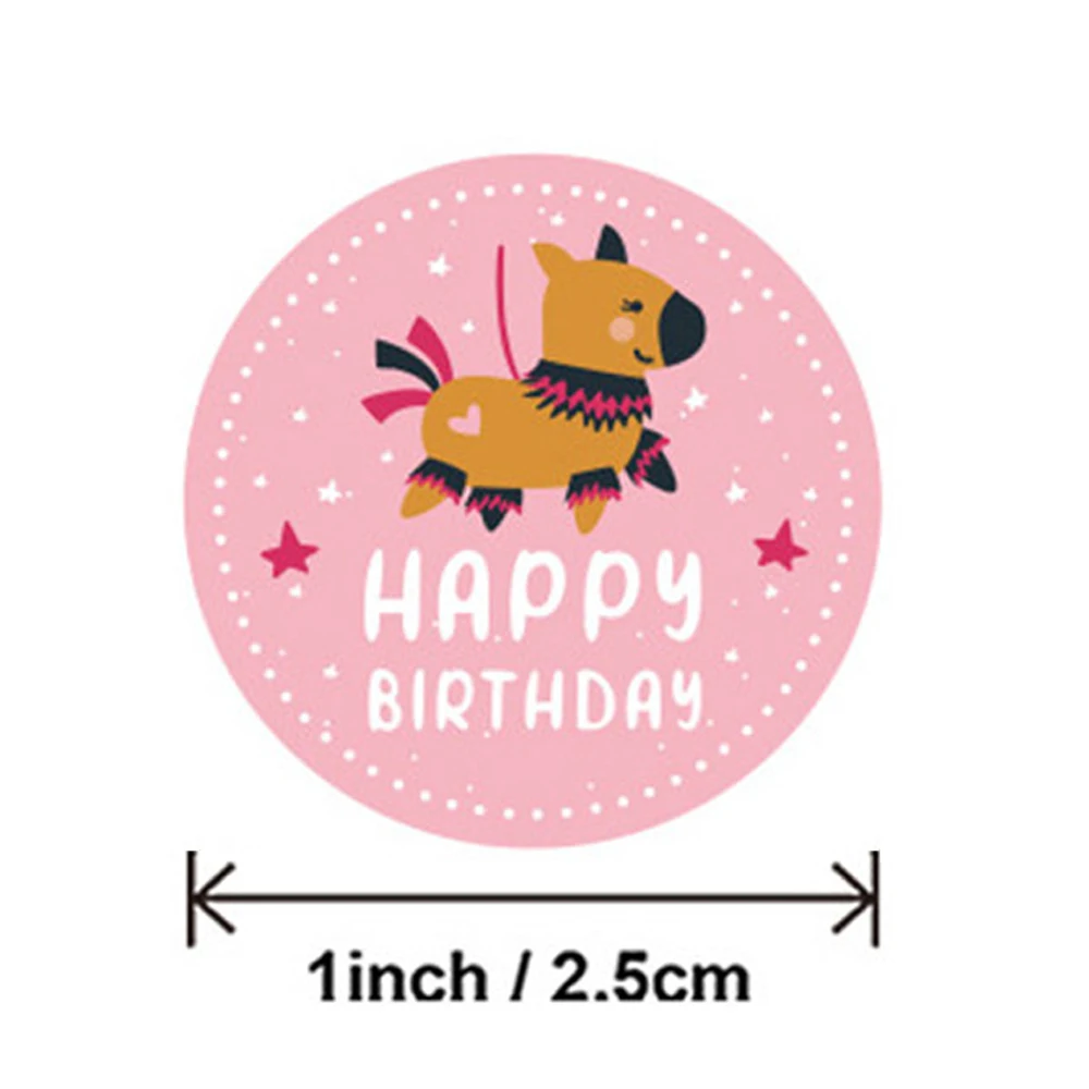 100-500pcs Cute Happy Birthday Stickers Birthday Gift Decoration Tag Sealing Label Kids toys Gift Package Scrapbooking Stickers