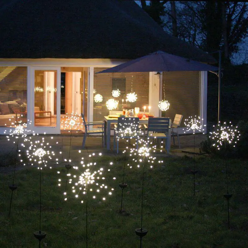 Solar Powered Lawn Light Fireworks Copper Lamp String Waterproof Lamp for Christmas