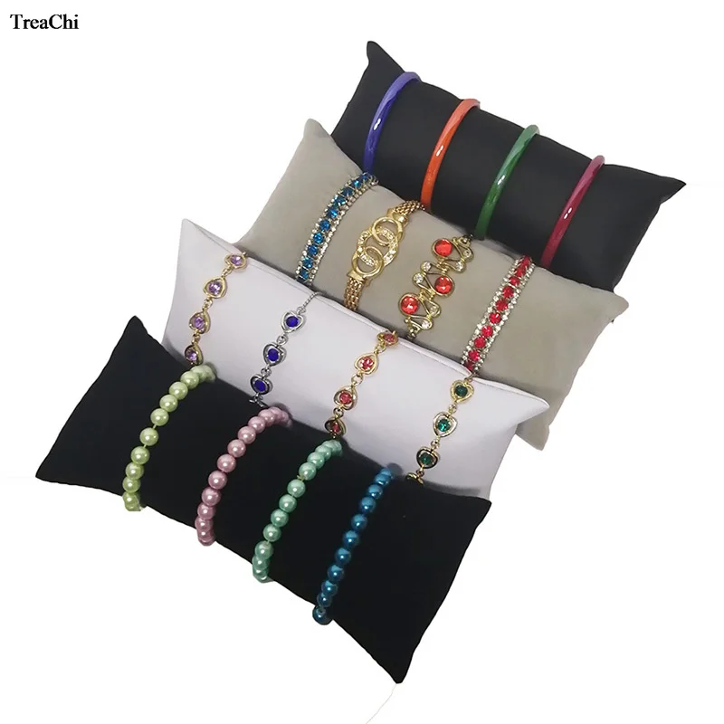 Velvet Watch Pillow Display Stand Jewelry Storage Organizer Holder PU Bracelet Bangle Display Cushion Rack Jewelry Display Stand