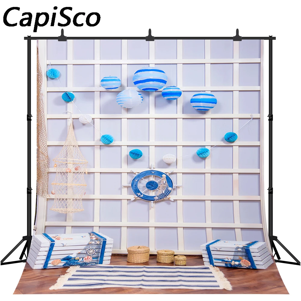 بالونات حفلات أعياد الميلاد من كابيسكو ، نمط بحري ، خلفية الدفة ، خلفية حديثي الولادة ، صورة الطفل ، استوديو الصور ، الدعائم