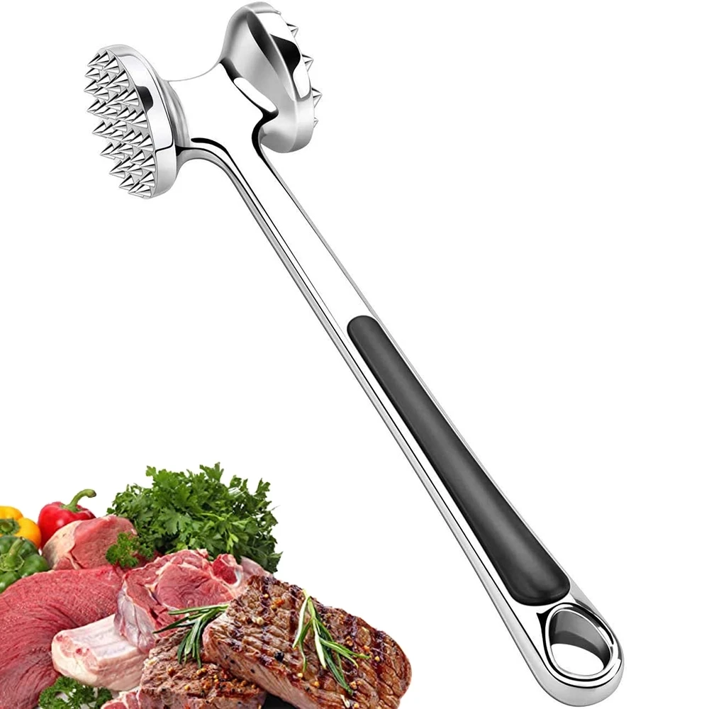 

Large Profession Meat Hammer Portable Loose Tool Meat Tenderizer Needle Dual-Sided Meat Mallet with Rubber Comfort Grip Handle