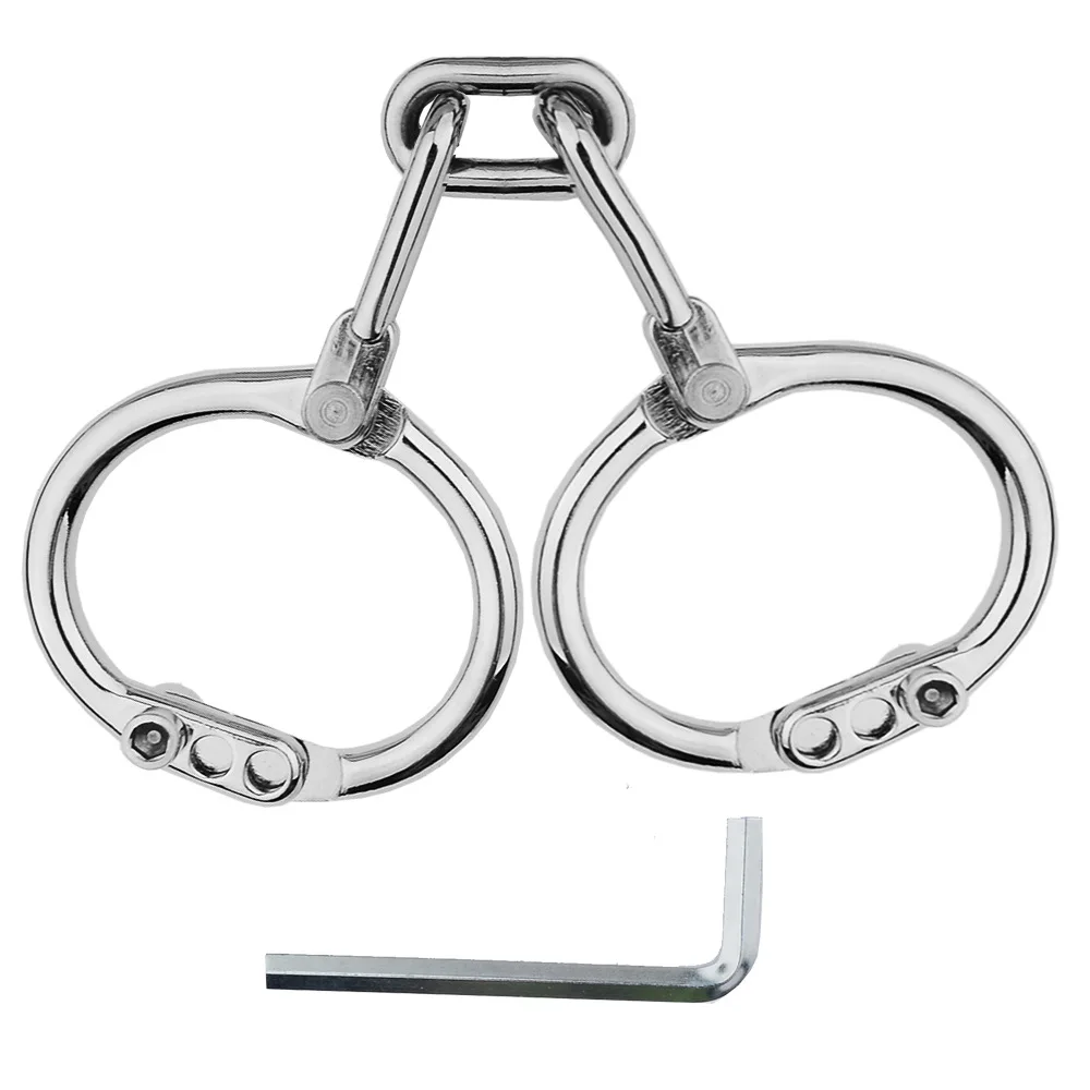 Erotic Metal Handcuffs 3 Gears Lock Adjustable Anklecuffs Shackles SM Cosplay Restraint Tools Couples Adult Game for Women