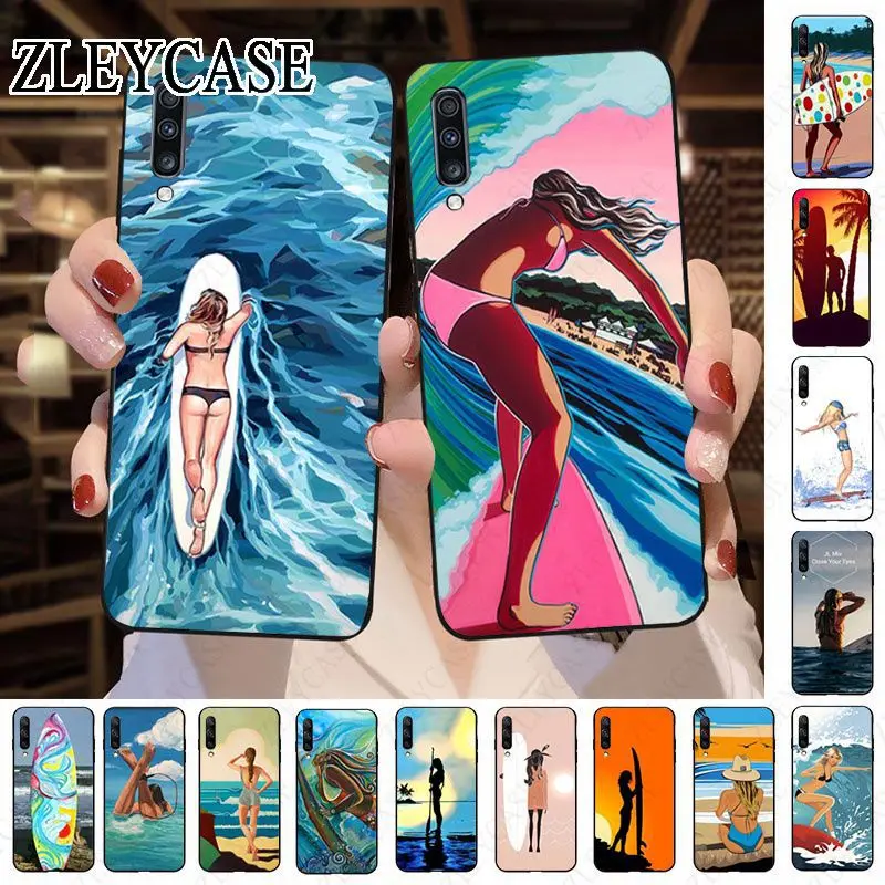 urfboard surfing art surf Girl Phone Cover For Samsung Galaxy A12 A13 A14 A20S A22 A23 A32 A50 A51 A52 A53 A70 A71 A73 5G Case