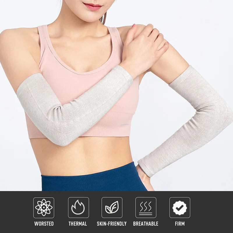 Women Thin Arm Sleeve Warmer Cotton Blend Soft Yarn Spring Summer Sport Protection Arm Support Smooth Soft Knitted Arm Warmers