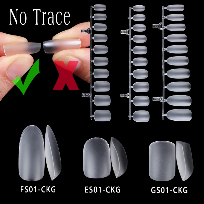 

Frosted NO Trace Fake nail tips Ultra thin Gel style DIY nail art acrylic material 300pcs/box