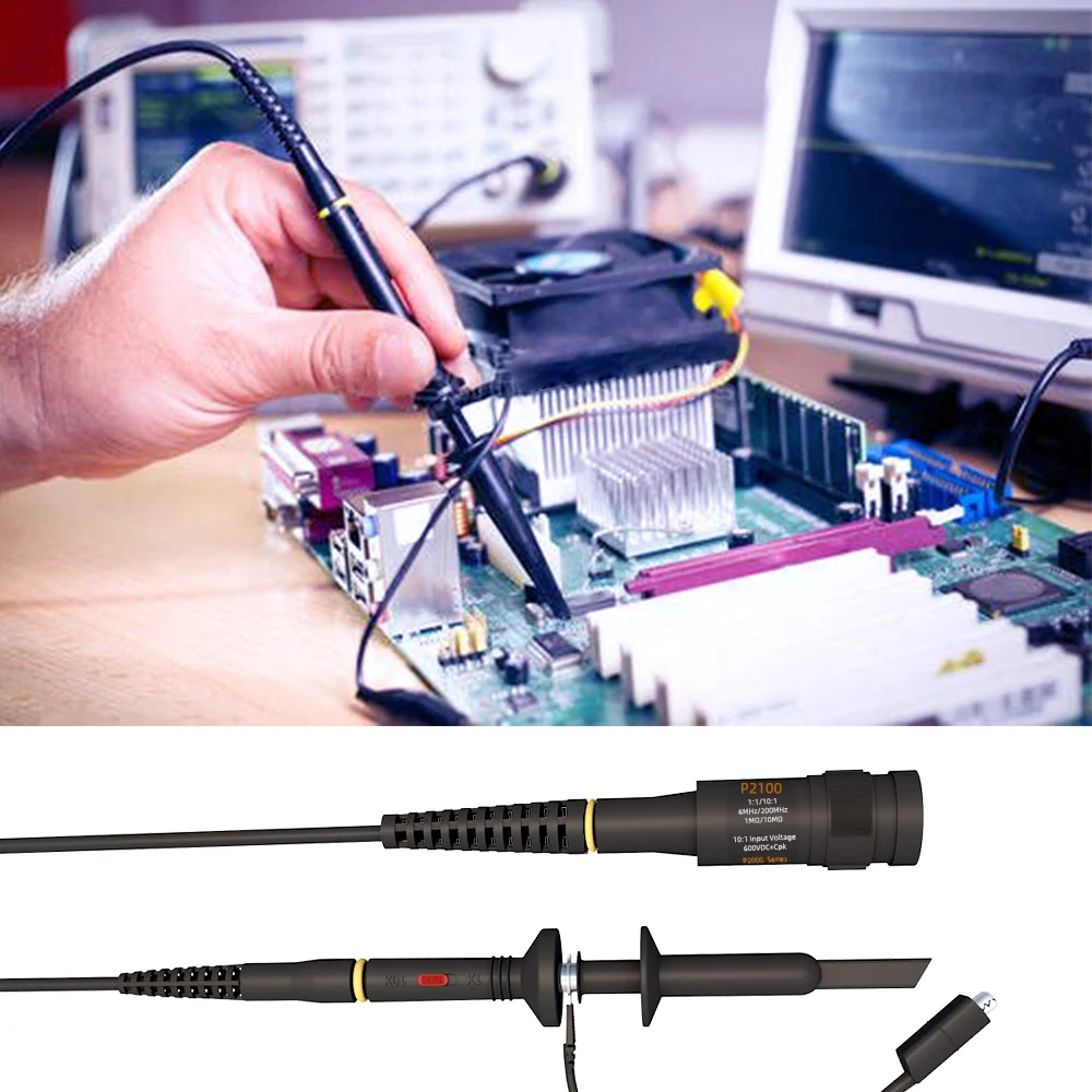 Cleqee X1 X10 100Mhz السلامة معزول بالكامل راسم الذبذبات كليب مجسات مع نهاية BNC إلى Minigrabber هوك اختبار الرصاص مجموعة ملحقات
