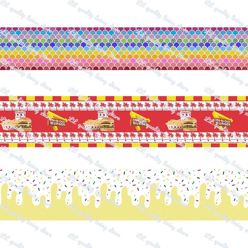 

Colorful pattern printed grosgrain ribbon/16mm printed elastic foe ribbons DIY hair bows Sewing webbing 50 yards