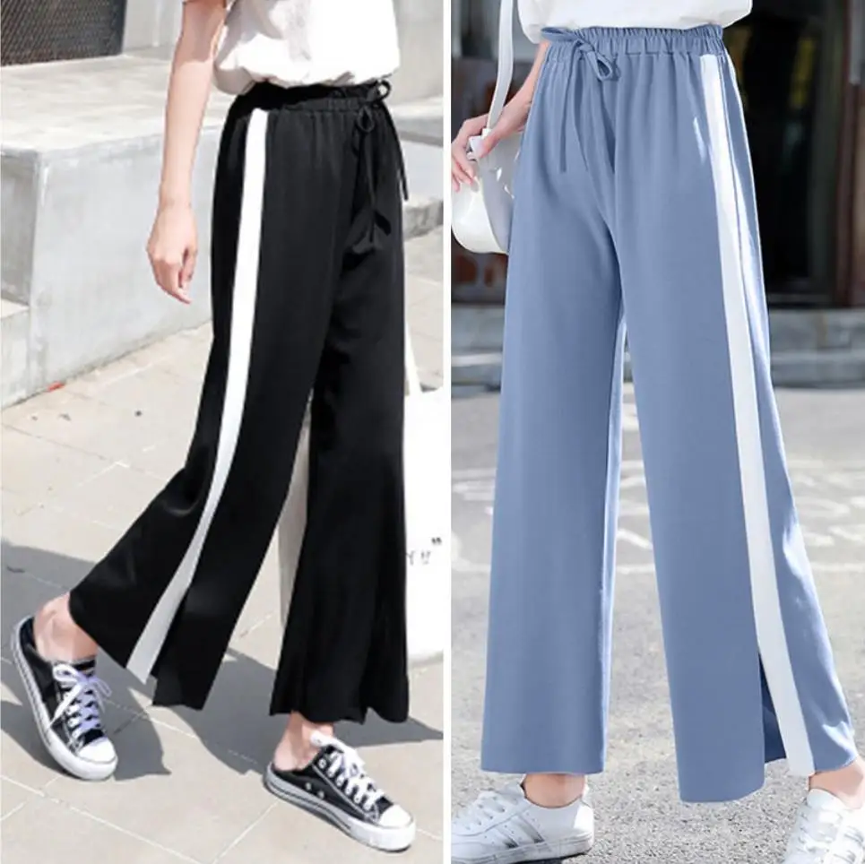 

Casual Pants Ankle Length Women Large Size 2XL Loose Solid All-match Wide Leg Trousers Womens OL Streetwear Harajuku High Waist