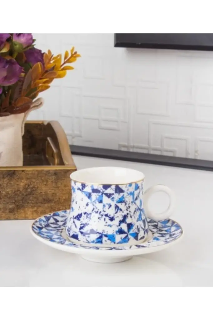 DOLBOVI Acar CLK-010090 Porcelain coffee cup Pad 6'lı Blue mug кружка coffee cup cup