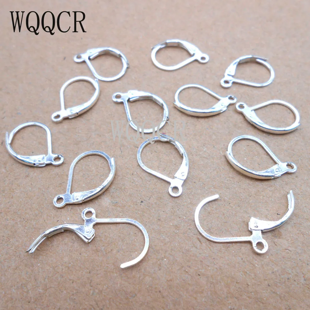 100PCS Fine Jewellery Components Genuine 925 Sterling Silver Handmade Beadings Findings Earring Hooks Leverback Earwire Fittings