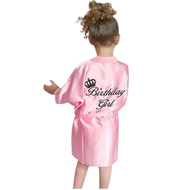 Bathrobe Kids Children Clothes Girls Solid Silk Satin Kimono Robes Bathrobe Sleepwear Clothes Roupao Infantil пижама#50