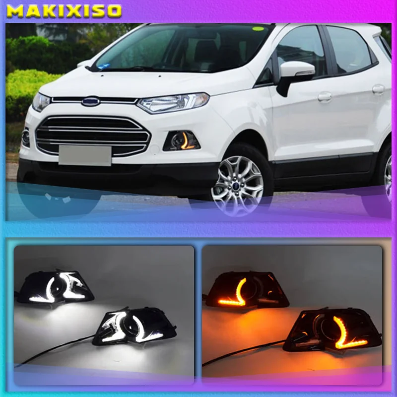 

1 set LED DRL Daytime Running Lights Daylight yellow turn Fog Head white Lamp For Ford Ecosport 2013 2014 2015 2016