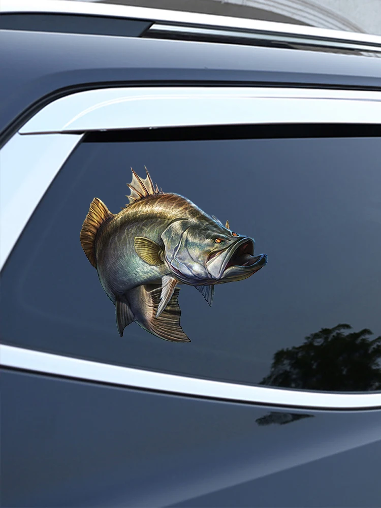 Sea Bass Fish Fishing13 cm/17 cm Self-adhesive Decal Car Sticker Waterproof Auto Decors on Bumper Rear Window Laptop # S40963
