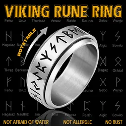Beier 316L Stainless Steel Vintage Odin Norse Viking Amulet Rune Spinning Men's Ring Jewelry High Quality Jewelry LLBR-R131R