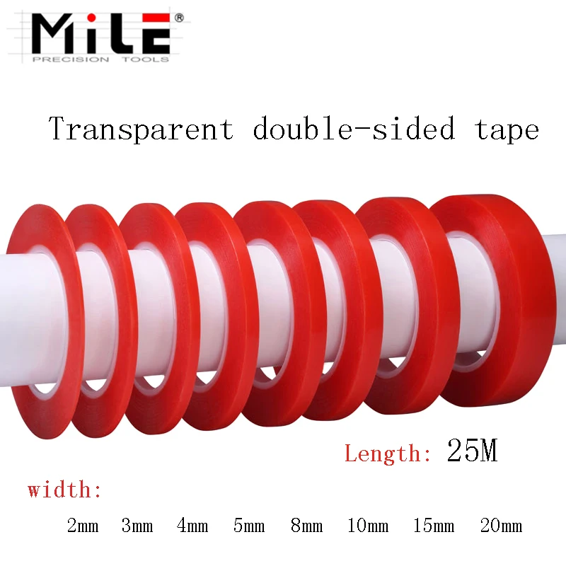 MILE 1 Roll 25m Cell Phone Repair Tape Heat Resistant Double-sided Transparent  Adhesive Tape Sticker 2mm 3mm 6mm 8mm 10mm 20mm