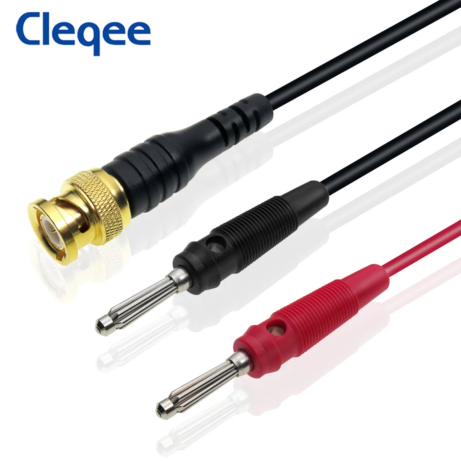 Imagem -02 - Cleqee P1067 Banhado a Ouro Cobre Puro Bnc Macho Plug para mm Banana Plug Cabo Coaxial Osciloscópio Teste de Chumbo 120cm