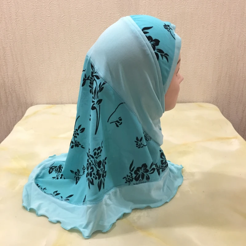 H091 bella piccola ragazza hijab fit 2-5 anni ragazze sciarpa musulmana cappello foulard islamico amira pull on headwrap