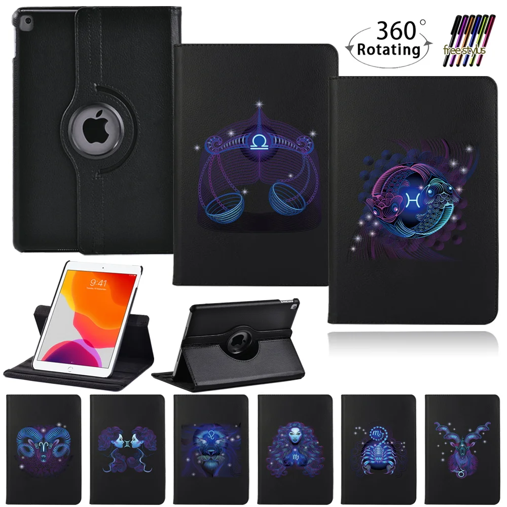 For IPad 10.2 2021 Case Cover for IPad 9 Zodiac Sign Pattern Case 9th Generation 360 Degree Rotating Leather Smart Stand Cover