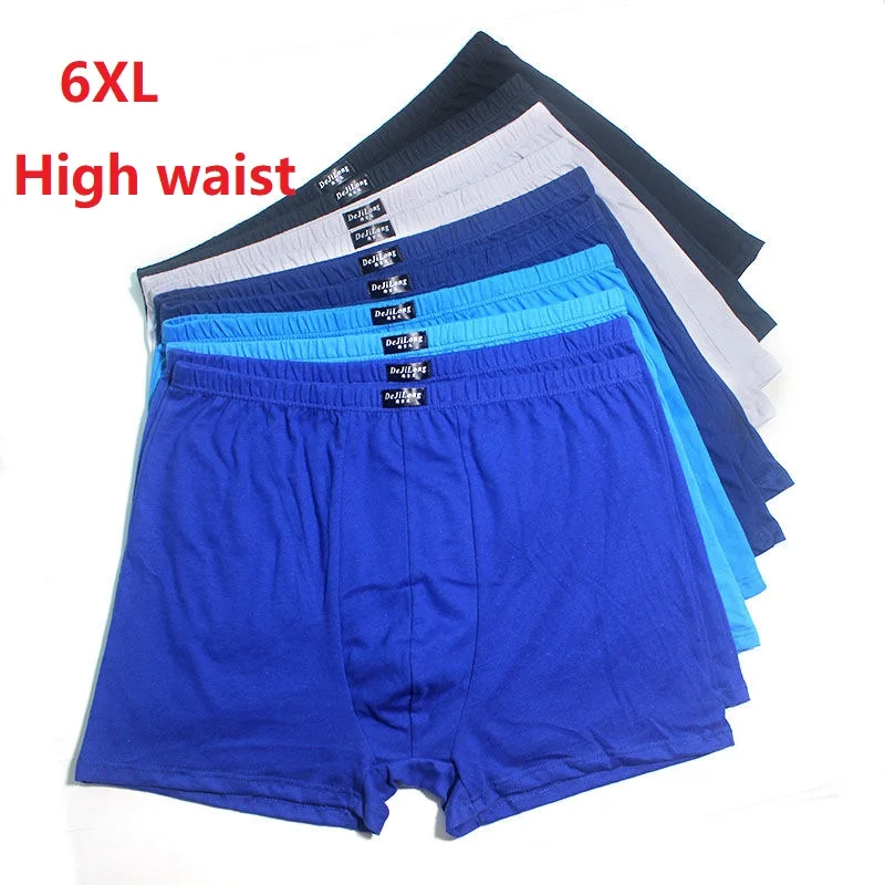 5 Buah/Banyak 6XL 5XL Ukuran Besar Pinggang Tinggi Celana Dalam Pria Boxer 100% Kapas Celana Pendek Pria Celana Pendek Bernapas Pakaian Warna Acak