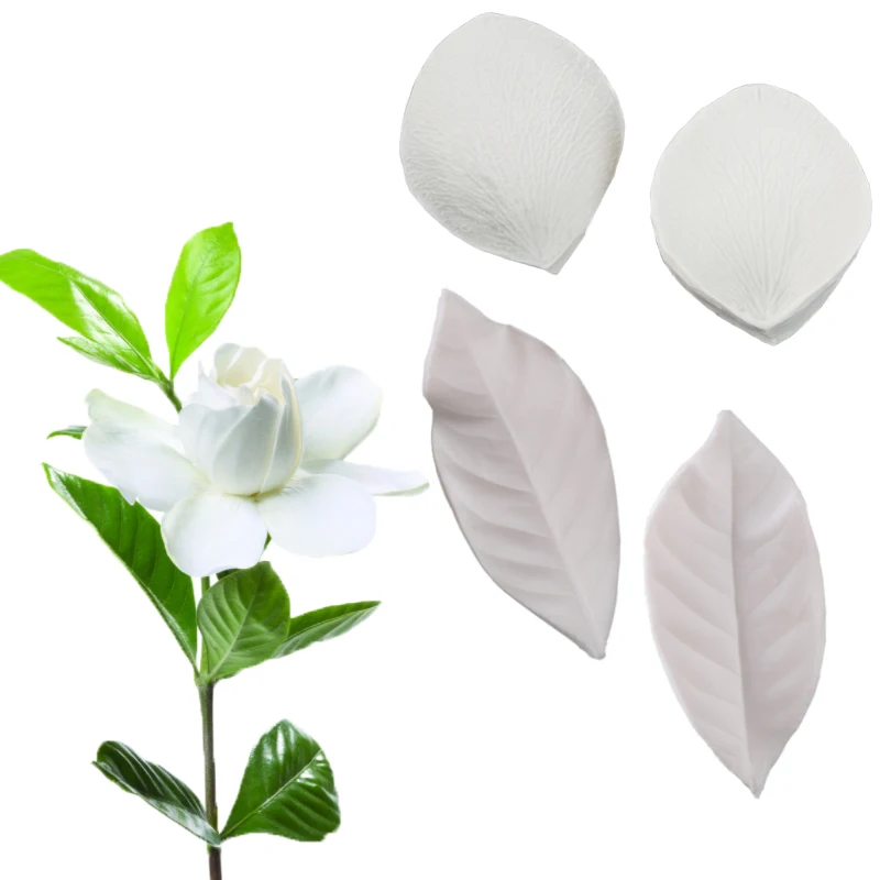 Gardenia Petals & Leaf Molds Fondant Cakes Decorating Tools Silicone Molds Sugarcraft Chocolate Baking Tools Cakes Gumpaste Form