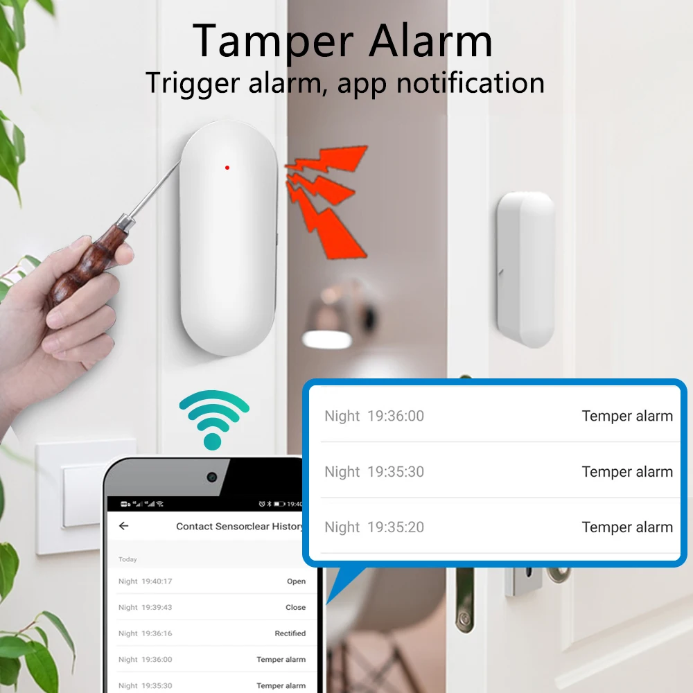 Tuya Smart Home WiFi Door Sensor Door Open/Closed Detectors Security Protection Alarm System With Google Home Alexa