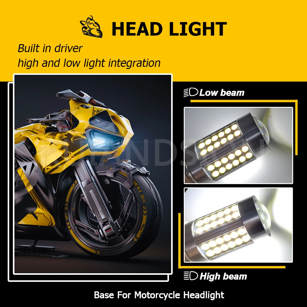 BA20D H6 LED Motorcycle Headlight Bulb 66 3030 SMD Bulbs 6V 12v White Hi/Lo Motorcycle Motorbike Moped Scooter ATV Light Lamp