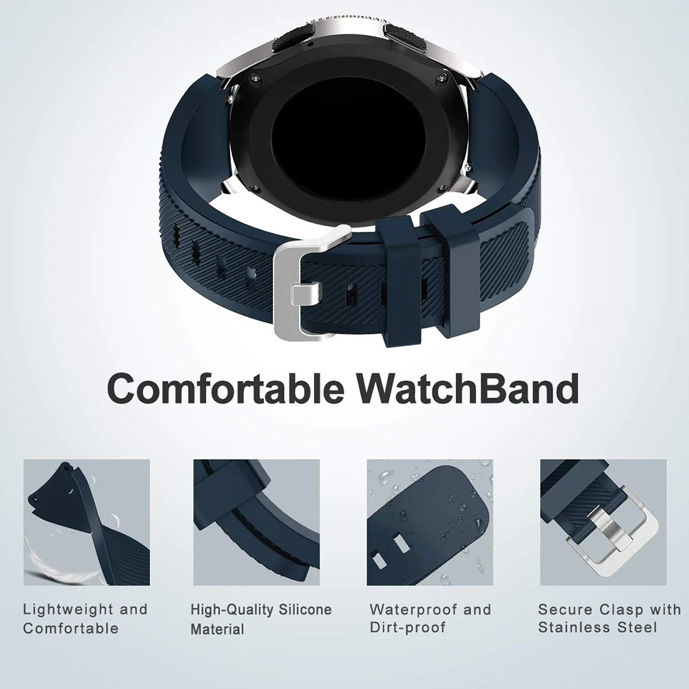 22mm Watch strap for Samsung galaxy watch 46mm/3 45mm Silicone belt Gear S3 frontier Huawei watch GT/2/3/2e/Pro Smart bracelet