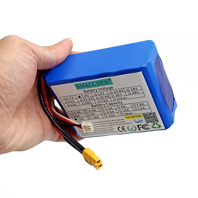 7.4V 15A 18650 lithium battery pack 2S5P 15000mAh high current, high power battery for UAV model electric toy car