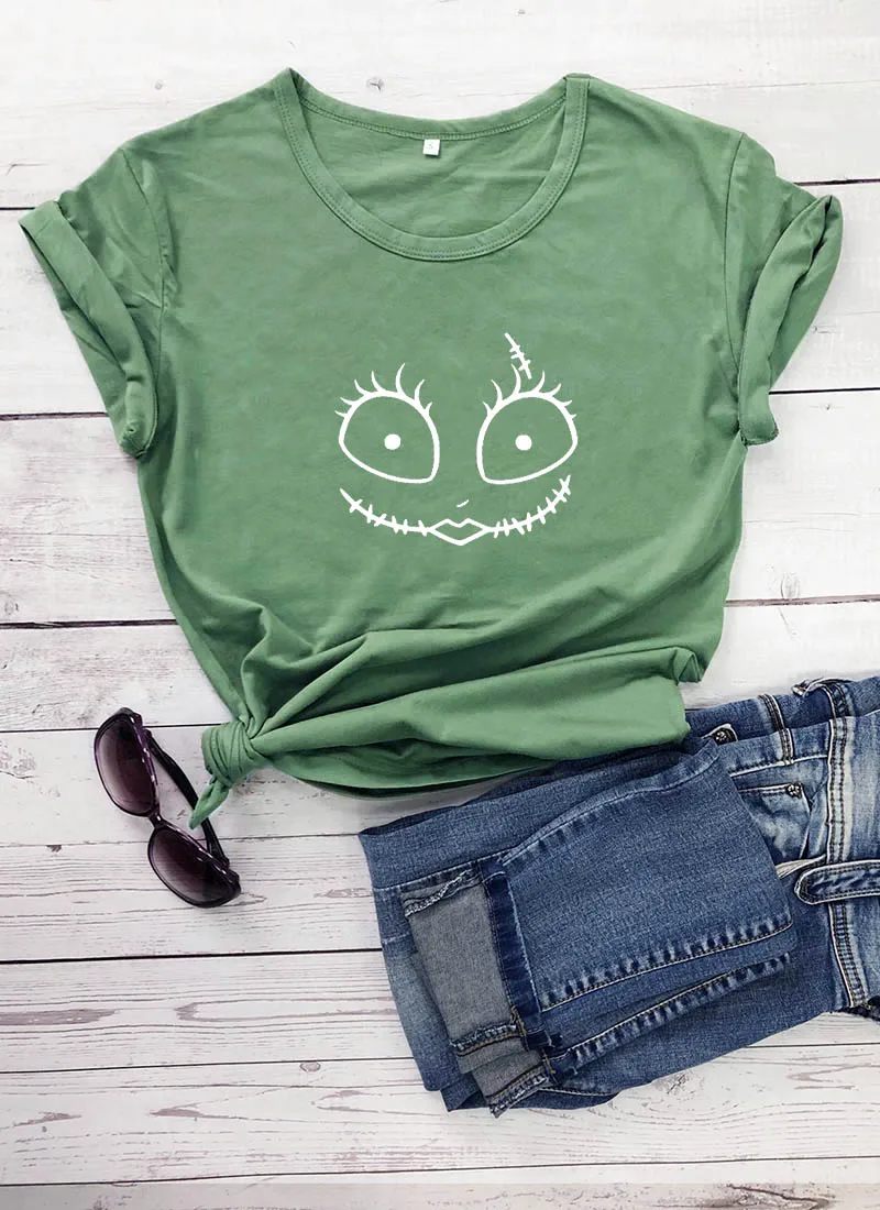 

Vacation Halloween Graphic Printed New Arrival Women's Summer Funny 100%Cotton T-Shirt Halloween shirt Gift For Holiday