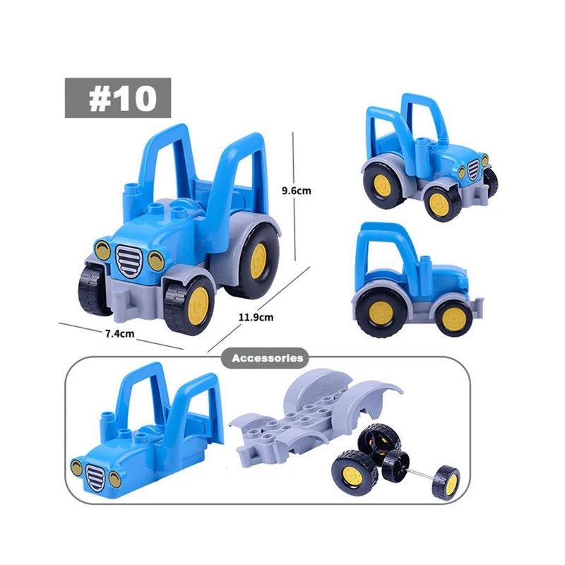 Motorcycle Forklift Tractor Police Airplane Sports Car Fire Truck Big Size Building Blocks DIY City Construction Bricks Toys