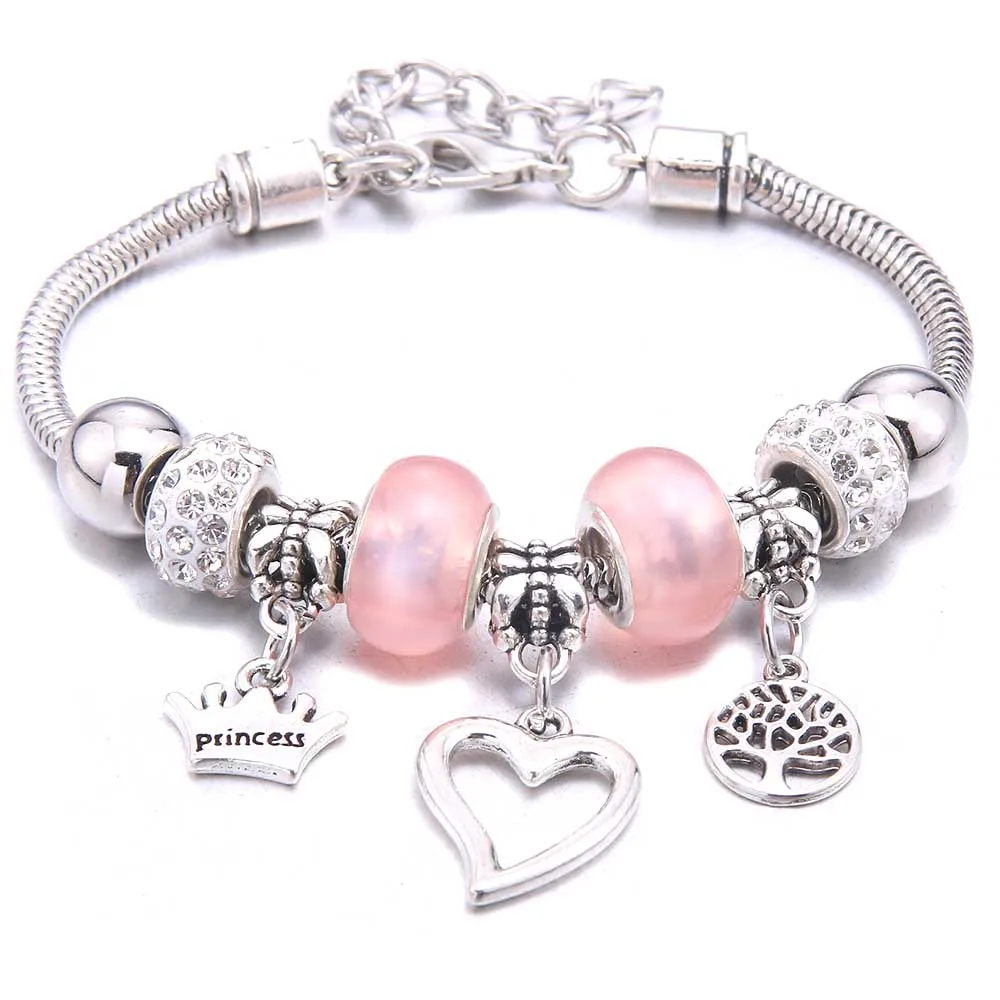 Charm Bracelet & Bangles 6-color Tree of Life crystal glass beads Brand Bracelets For Women Fashion Jewelry Girl Friendship Gift