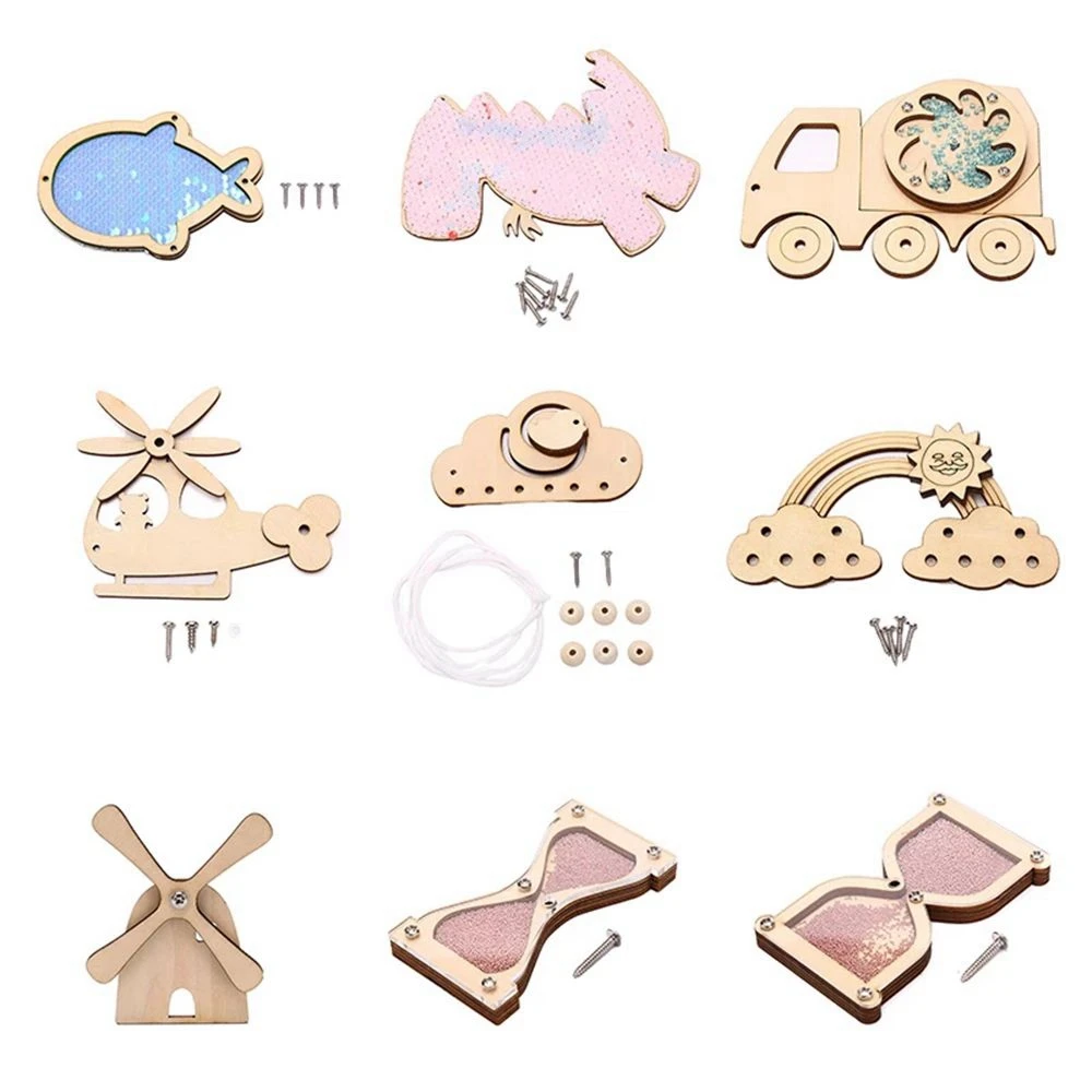 Montessori DIY Busy Board  Toys Lock Mobile Children Wood Chips Skill Training Parent-Child Game Puzzle Intelligence Development