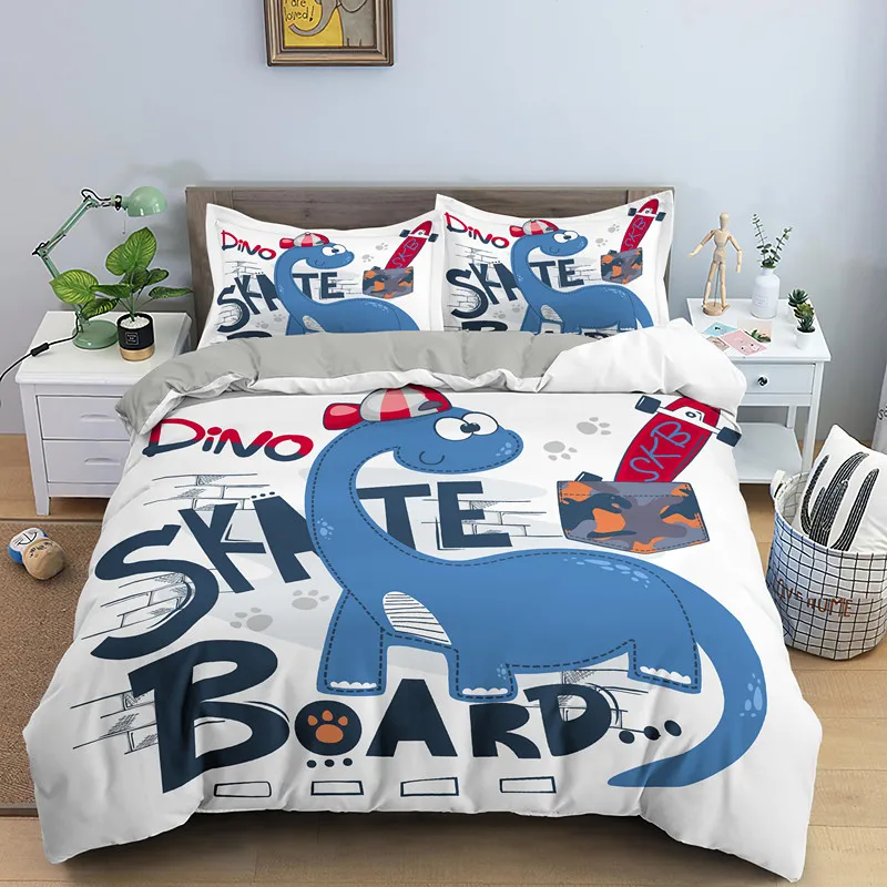 Joyajafag Duvet Cover Cartoon Dinosaur Kids Bedding Sets Boys Single Twin Queen King Size Bed Set Quilt Covers Pillow Case