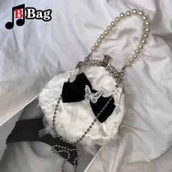 Princess Lace Clip Bag Pearl Mini Tote Bag Summer High Quality Women's Designer Handbag Chain Shoulder Messenger Bag