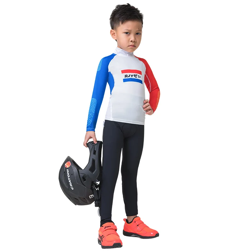 Set maglia da ciclismo RJYC per bambini sport maniche lunghe bicicletta traspirante abbigliamento per bambini Set estivo maglia da bici per bambini