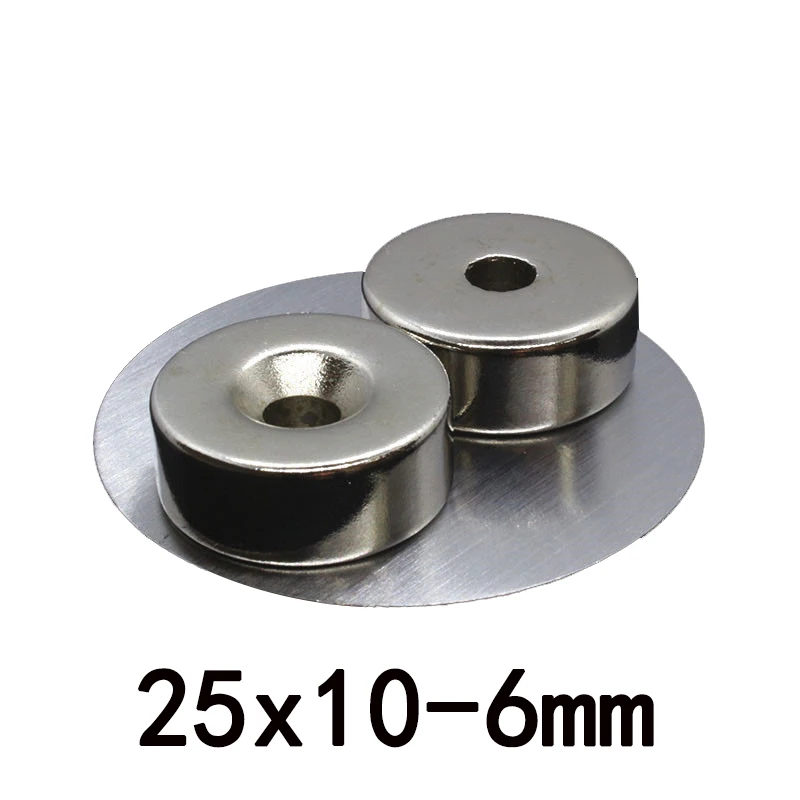 

2/5/10pcs 25*10-6mm Neodymium Magnet Disc 25*10 mm Hole 6mm Circle Magnets 25X10-6mm Round Countersunk